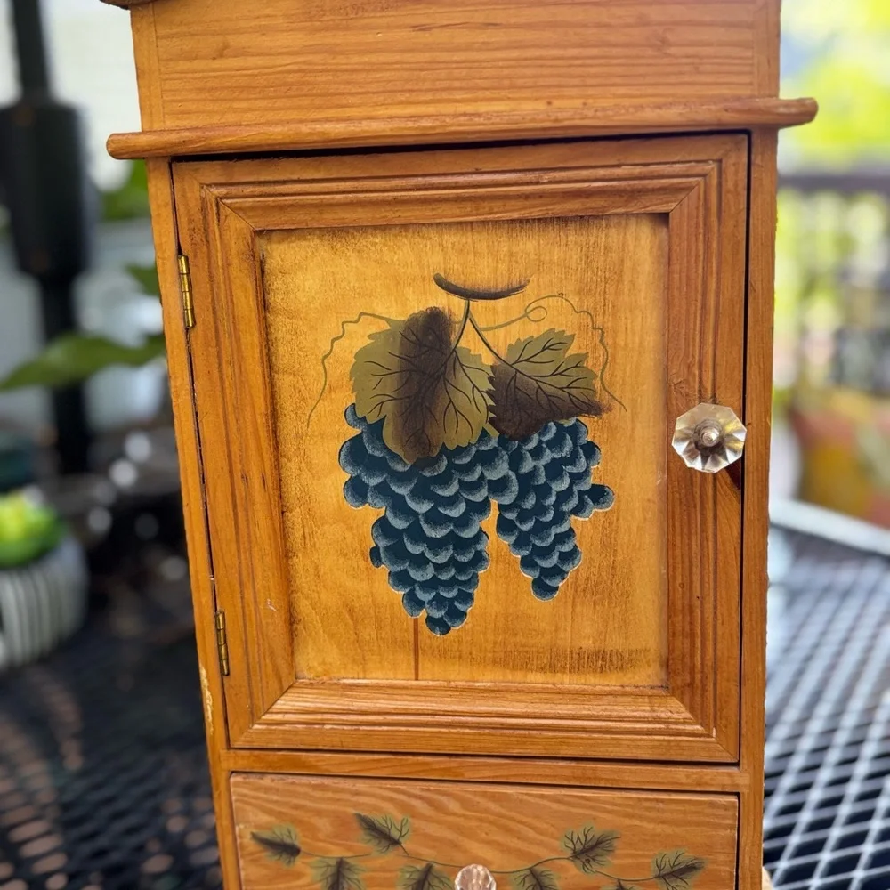 Wooden Wall Shelf with Grape Design